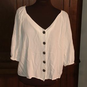 Sanctuary White Cropped Half Sleeve Top Size Large